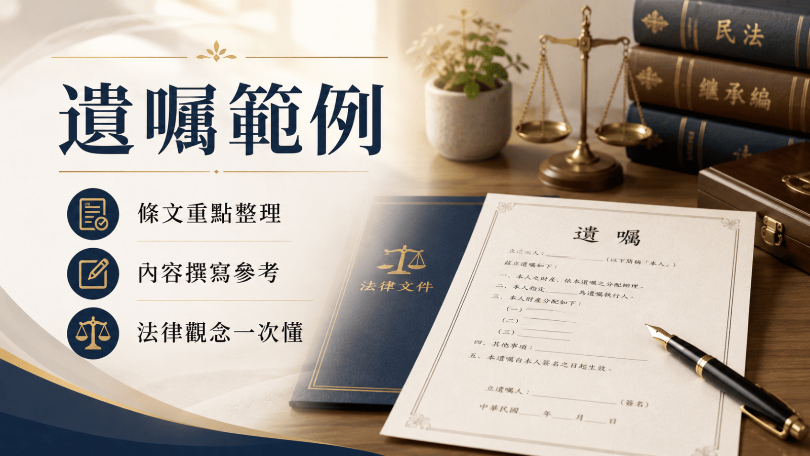 遺囑範例是個人對財產、身後安排與特定事項所作的意思表示，但只有符合相關法律形式，才可能產生效力。